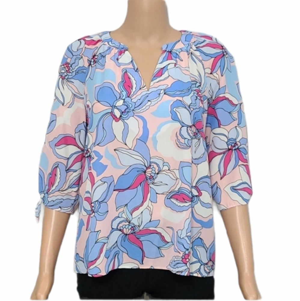 PAPPAGALLO FLORAL BLOUSE 3/4 SLEEVE MULTICOLOR PS‎